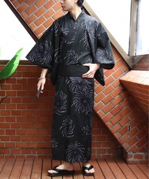 浴衣（ブラック/黒色系・花柄・ボタニカル柄）ファッション通販