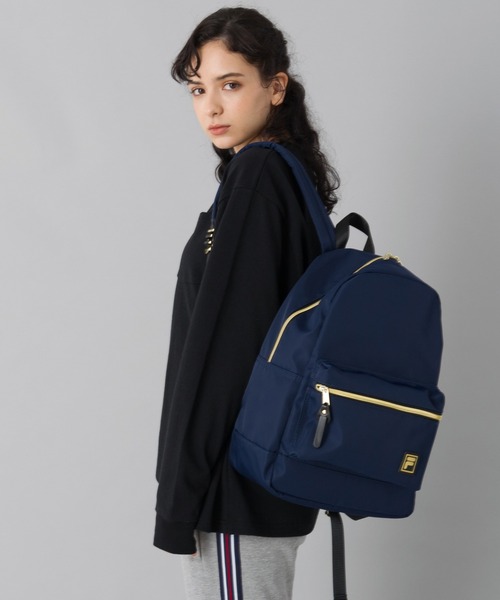 FILA（フィラ）の「【FILA/フィラ】ゴールドファスナー ワンポイント刺繍 A4収納 ナイロン バッグパック 16L（バックパック/リュック・レディース・ライトベージュ/ブラック/ネイビー・FREE）」の18枚目の写真