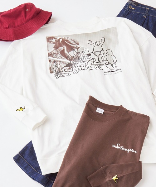 Mark Gonzales マークゴンザレス 別注 ロゴ刺繍 イラスト フォト転写 ビッグシルエットロンt