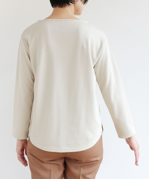 andme(アンドミー)の「ポンチ長袖パールボタン付きTシャツカットソー(Tシャツ/カットソー・レディース・ブラック/ブラウン/オフホワイト/ライトベージュ/ラベンダー/ピンク・M/L)」の10枚目の写真
