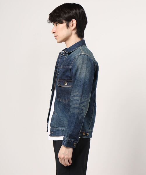 JAPAN BLUE JEANS（ジャパンブルージーンズ）の「16.5oz コートジボワール綿 2nd デニムジャケット / ヴィンテージ加工（デニムジャケット・メンズ・インディゴブルー・36inch/38inch/40inch/42inch/44inch）」の2枚目の写真