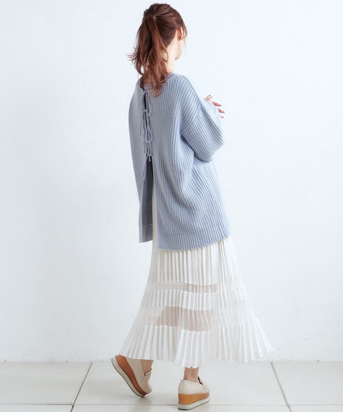 one after another NICE CLAUP(ワンアフターアナザーナイスクラップ)の「切替レース長袖インナー(Tシャツ/カットソー・レディース・ホワイト/ベージュ/ブラウン/ラベンダー・FREE)」の8枚目の写真
