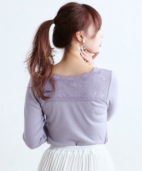 one after another NICE CLAUP(ワンアフターアナザーナイスクラップ)の「切替レース長袖インナー(Tシャツ/カットソー・レディース・ホワイト/ベージュ/ブラウン/ラベンダー・FREE)」の6枚目の写真