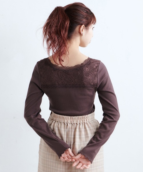 one after another NICE CLAUP(ワンアフターアナザーナイスクラップ)の「切替レース長袖インナー(Tシャツ/カットソー・レディース・ホワイト/ベージュ/ブラウン/ラベンダー・FREE)」の19枚目の写真