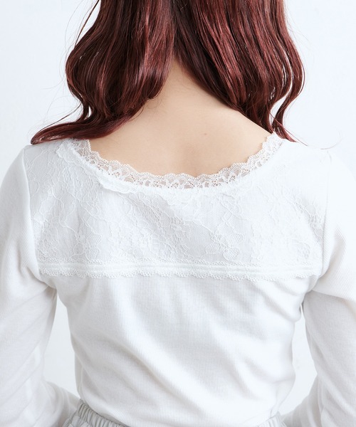one after another NICE CLAUP(ワンアフターアナザーナイスクラップ)の「切替レース長袖インナー(Tシャツ/カットソー・レディース・ホワイト/ベージュ/ブラウン/ラベンダー・FREE)」の11枚目の写真