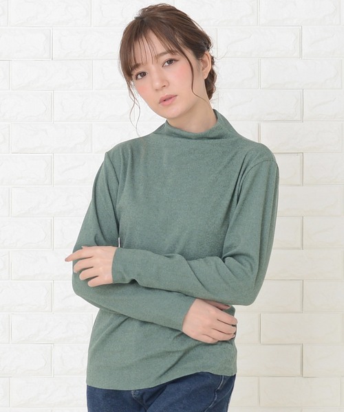 Lace Ladies（レースレディース）の「首元あったかタートルネックカットソー（Tシャツ/カットソー・レディース・ピンク/モカ/ライトグレー/ダークグレー/パープル/グリーン/ブラック・XL/FREE）」の5枚目の写真