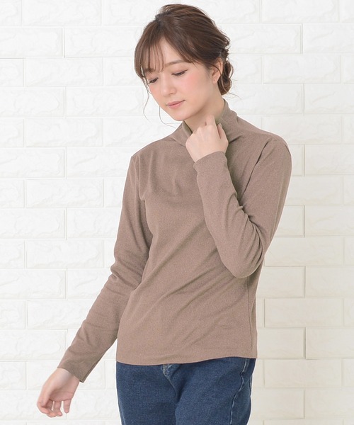 Lace Ladies（レースレディース）の「首元あったかタートルネックカットソー（Tシャツ/カットソー・レディース・ピンク/モカ/ライトグレー/ダークグレー/パープル/グリーン/ブラック・XL/FREE）」の4枚目の写真