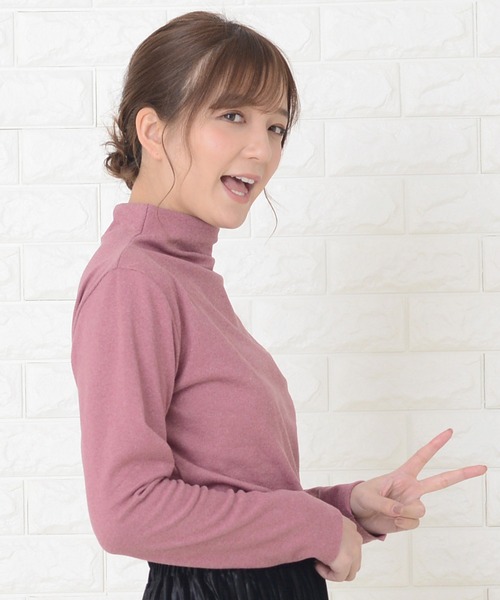 Lace Ladies（レースレディース）の「首元あったかタートルネックカットソー（Tシャツ/カットソー・レディース・ピンク/モカ/ライトグレー/ダークグレー/パープル/グリーン/ブラック・XL/FREE）」の21枚目の写真