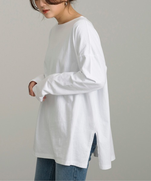 Ambre Neige(アンブルネージュ)の「レイヤードロングスリットカットソー/【WEB/EC限定商品】(Tシャツ/カットソー・レディース・ホワイト・FREE)」の2枚目の写真
