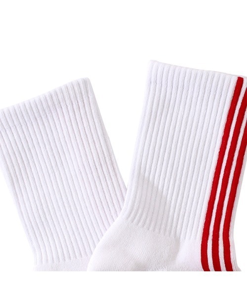 PERFECTCORNER（パーフェクトコーナー）の「【PERFECTCORNER 】トンネル３ラインソックス(FILE) / PERFECT CORNER TUNNEL THREE LINE SOCKS(FILE)（ソックス/靴下・レディース・ホワイト×レッド/ホワイト×ブラック/ブラック×ホワイト/ブラック×レッド・FREE）」の5枚目の写真
