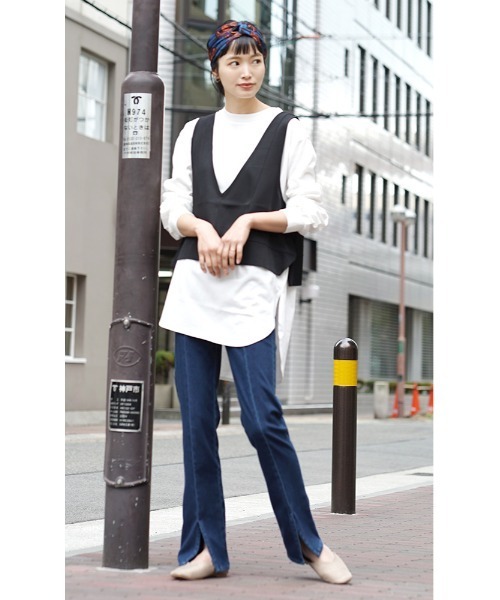 zootie（ズーティー）の「人をダメにするきちんとパンツ［スリットパンツ］（その他パンツ・レディース・ワンウォッシュ/グレイッシュベージュ/インディゴブルー/ブラック・L/M/LL/S）」の22枚目の写真