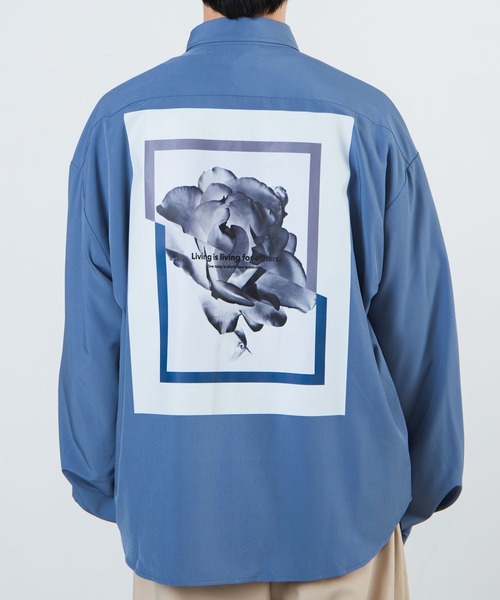 WEGO(ウィゴー)の「WEGO/グラフィックアートビッグシャツ(シャツ/ブラウス・メンズ・ブラック/サックスブルー・MEDIUM/LARGE)」の10枚目の写真