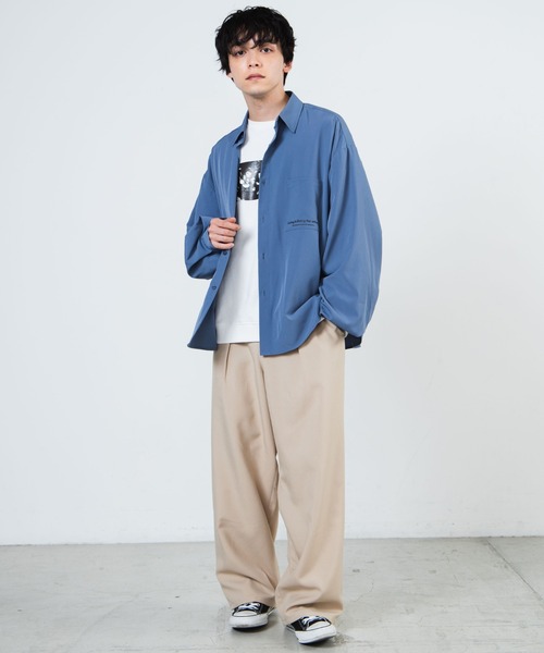 WEGO(ウィゴー)の「WEGO/グラフィックアートビッグシャツ(シャツ/ブラウス・メンズ・ブラック/サックスブルー・MEDIUM/LARGE)」の12枚目の写真