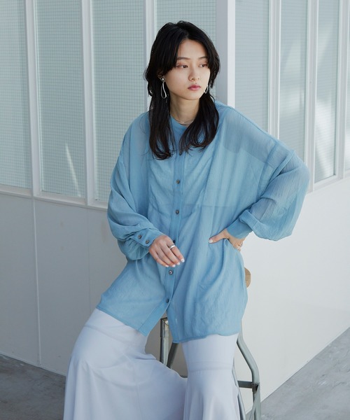 Happy John（ハッピージョン）の「ヨークシアーシャツ（シャツ/ブラウス・レディース・ブルー/ナチュラル・FREE）」の3枚目の写真