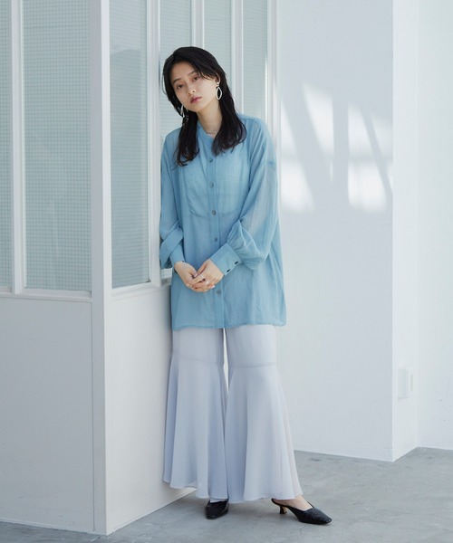 Happy John（ハッピージョン）の「ヨークシアーシャツ（シャツ/ブラウス・レディース・ブルー/ナチュラル・FREE）」の4枚目の写真