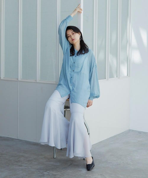 Happy John（ハッピージョン）の「ヨークシアーシャツ（シャツ/ブラウス・レディース・ブルー/ナチュラル・FREE）」の6枚目の写真