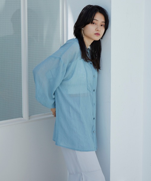 Happy John（ハッピージョン）の「ヨークシアーシャツ（シャツ/ブラウス・レディース・ブルー/ナチュラル・FREE）」の8枚目の写真