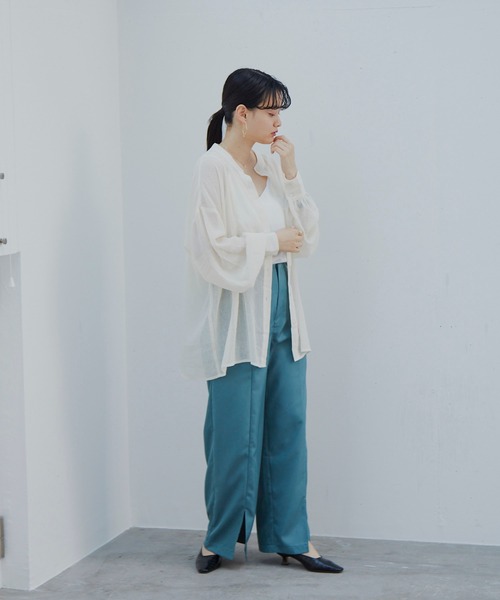 Happy John（ハッピージョン）の「ヨークシアーシャツ（シャツ/ブラウス・レディース・ブルー/ナチュラル・FREE）」の10枚目の写真