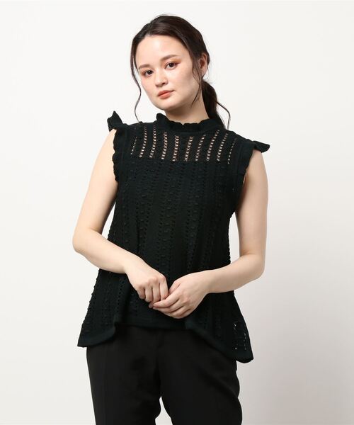 KOBE LETTUCE(コウベレタス)の「クロシェ編みフリルニットトップス(ニット/セーター・レディース・ブラック/ホワイト系その他/イエロー系その他・FREE)」の6枚目の写真
