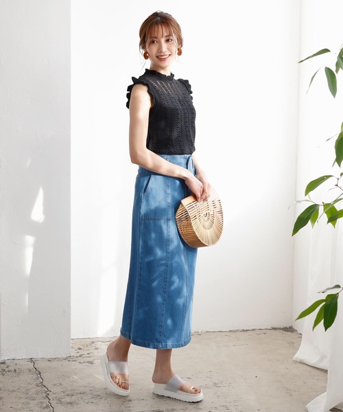 KOBE LETTUCE(コウベレタス)の「クロシェ編みフリルニットトップス(ニット/セーター・レディース・ブラック/ホワイト系その他/イエロー系その他・FREE)」の10枚目の写真