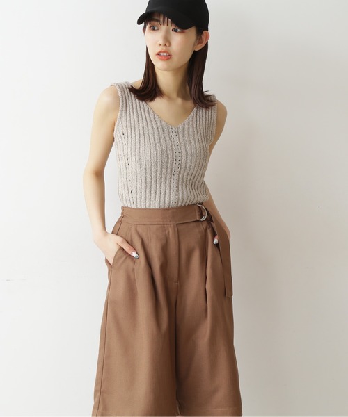 FREE'S MART（フリーズマート）の「◆ブークレバッククロスニットタンクトップ（ニット/セーター・レディース・ブラウン/ベージュ/ホワイト・FREE）」の6枚目の写真