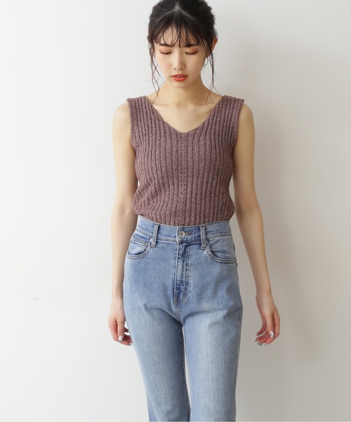 FREE'S MART（フリーズマート）の「◆ブークレバッククロスニットタンクトップ（ニット/セーター・レディース・ブラウン/ベージュ/ホワイト・FREE）」の13枚目の写真