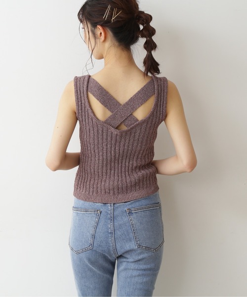 FREE'S MART（フリーズマート）の「◆ブークレバッククロスニットタンクトップ（ニット/セーター・レディース・ブラウン/ベージュ/ホワイト・FREE）」の11枚目の写真