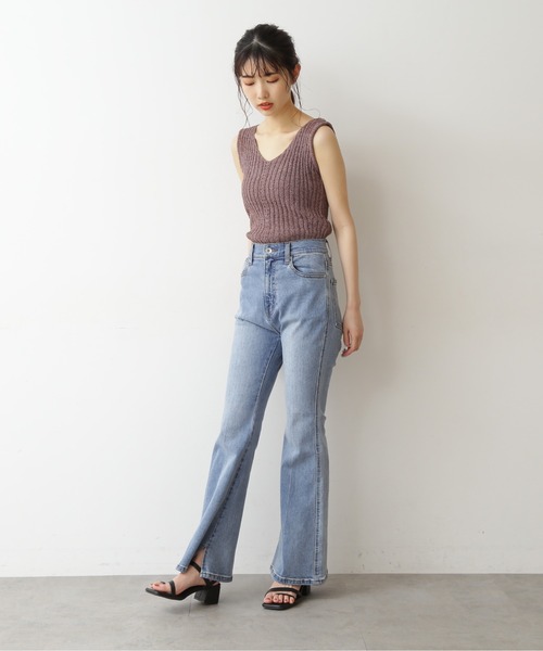 FREE'S MART（フリーズマート）の「◆ブークレバッククロスニットタンクトップ（ニット/セーター・レディース・ブラウン/ベージュ/ホワイト・FREE）」の8枚目の写真