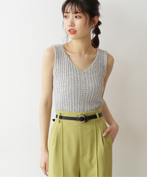 FREE'S MART（フリーズマート）の「◆ブークレバッククロスニットタンクトップ（ニット/セーター・レディース・ブラウン/ベージュ/ホワイト・FREE）」の18枚目の写真