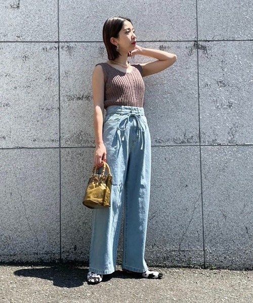 FREE'S MART（フリーズマート）の「◆ブークレバッククロスニットタンクトップ（ニット/セーター・レディース・ブラウン/ベージュ/ホワイト・FREE）」の21枚目の写真