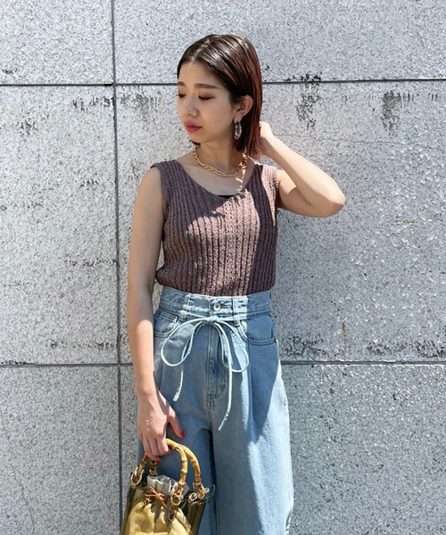 FREE'S MART（フリーズマート）の「◆ブークレバッククロスニットタンクトップ（ニット/セーター・レディース・ブラウン/ベージュ/ホワイト・FREE）」の20枚目の写真