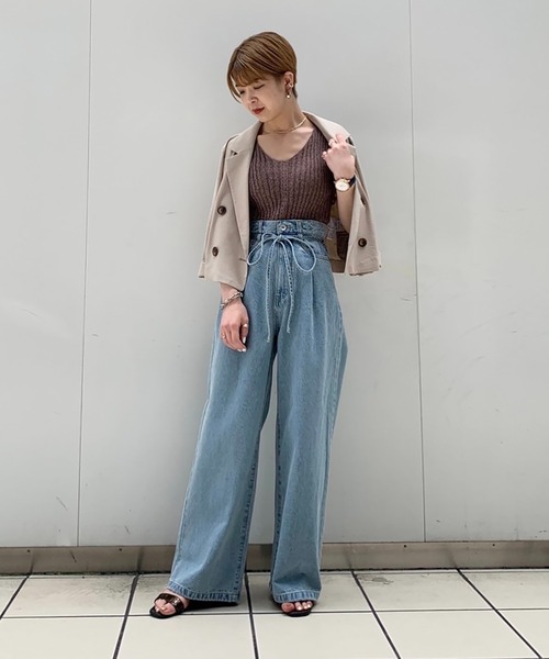 FREE'S MART（フリーズマート）の「◆ブークレバッククロスニットタンクトップ（ニット/セーター・レディース・ブラウン/ベージュ/ホワイト・FREE）」の22枚目の写真