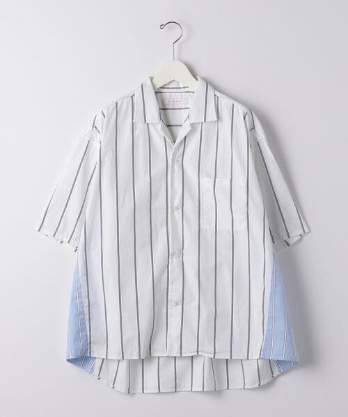 BRACTMENT（ブラクトメント）の「[ ブラクトメント ] BRACTMENT コンビ ルーズ オープンカラー 半袖 シャツ（シャツ/ブラウス・メンズ・ライトブルー/ホワイト・36/40/38）」の2枚目の写真