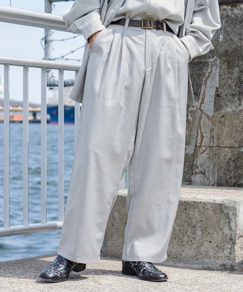 Perushu(ペルーシュ)の「【セットアップ着用可】ワイドストレートスラックス(スラックス・メンズ・グレー/モカ・MEDIUM/SMALL/LARGE)」の2枚目の写真
