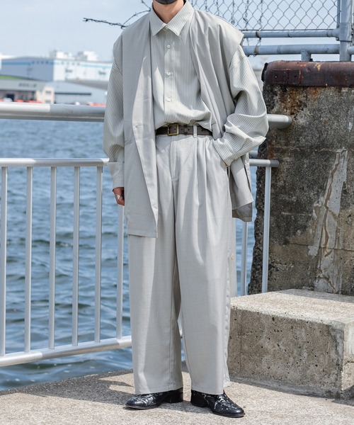 Perushu(ペルーシュ)の「【セットアップ着用可】ワイドストレートスラックス(スラックス・メンズ・グレー/モカ・MEDIUM/SMALL/LARGE)」の6枚目の写真