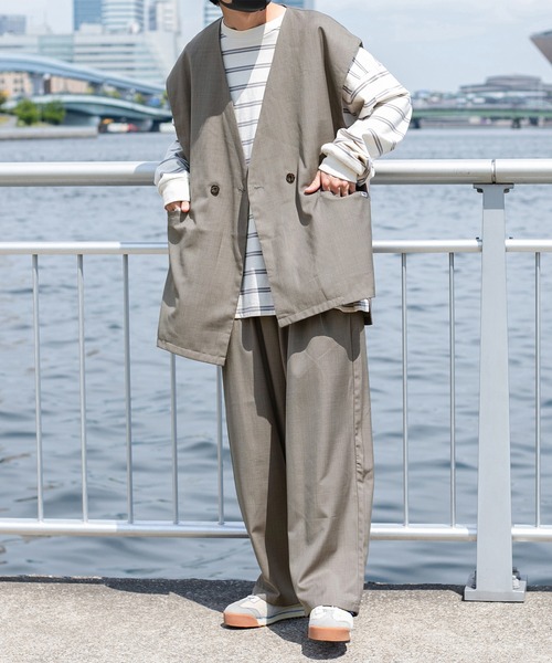 Perushu(ペルーシュ)の「【セットアップ着用可】ワイドストレートスラックス(スラックス・メンズ・グレー/モカ・MEDIUM/SMALL/LARGE)」の16枚目の写真