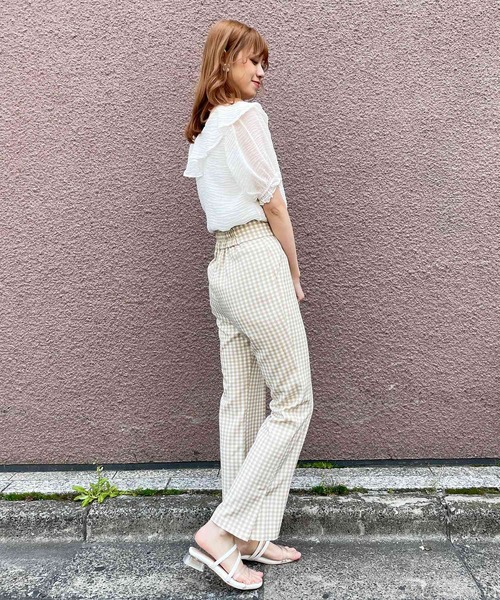 MAJESTIC LEGON（マジェスティックレゴン）の「レディbig襟ブラウス（シャツ/ブラウス・レディース・ライトグリーン/オフホワイト/イエロー/ブラック・SMALL/MEDIUM）」の13枚目の写真