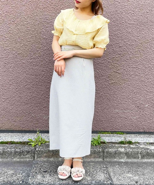 MAJESTIC LEGON（マジェスティックレゴン）の「レディbig襟ブラウス（シャツ/ブラウス・レディース・ライトグリーン/オフホワイト/イエロー/ブラック・SMALL/MEDIUM）」の20枚目の写真