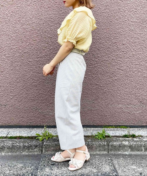 MAJESTIC LEGON（マジェスティックレゴン）の「レディbig襟ブラウス（シャツ/ブラウス・レディース・ライトグリーン/オフホワイト/イエロー/ブラック・SMALL/MEDIUM）」の10枚目の写真