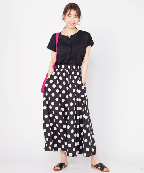 JETSET SOLO PLUS （ジェットセットソロプラス）の「【WEB別注】ドットワイドフレアパンツ（その他パンツ・レディース・ブラック・FREE）」の2枚目の写真