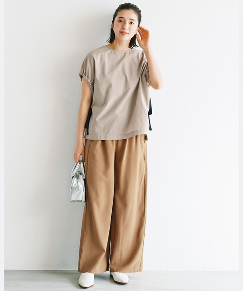 avecmoi（アヴェクモワ）の「【佐藤かなさんプロデュース】 アヴェクモワ　ドレープワイドパンツ〈ライトキャメル〉（その他パンツ・レディース・キャメル・LARGE/MEDIUM/X-LARGE/SMALL）」の3枚目の写真