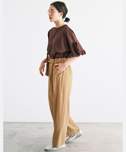 avecmoi（アヴェクモワ）の「【佐藤かなさんプロデュース】 アヴェクモワ　ドレープワイドパンツ〈ライトキャメル〉（その他パンツ・レディース・キャメル・LARGE/MEDIUM/X-LARGE/SMALL）」の10枚目の写真