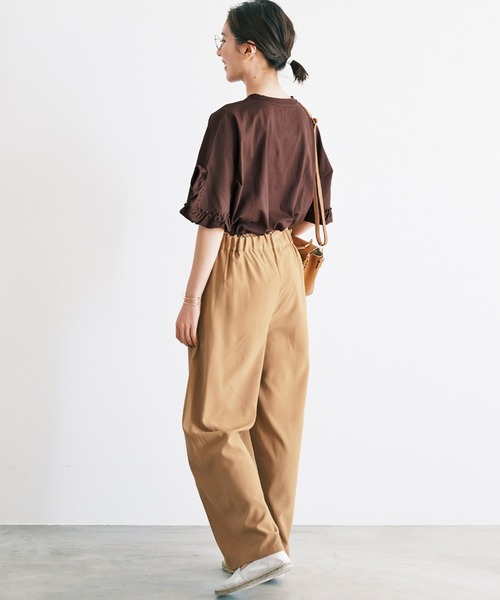 avecmoi（アヴェクモワ）の「【佐藤かなさんプロデュース】 アヴェクモワ　ドレープワイドパンツ〈ライトキャメル〉（その他パンツ・レディース・キャメル・LARGE/MEDIUM/X-LARGE/SMALL）」の11枚目の写真