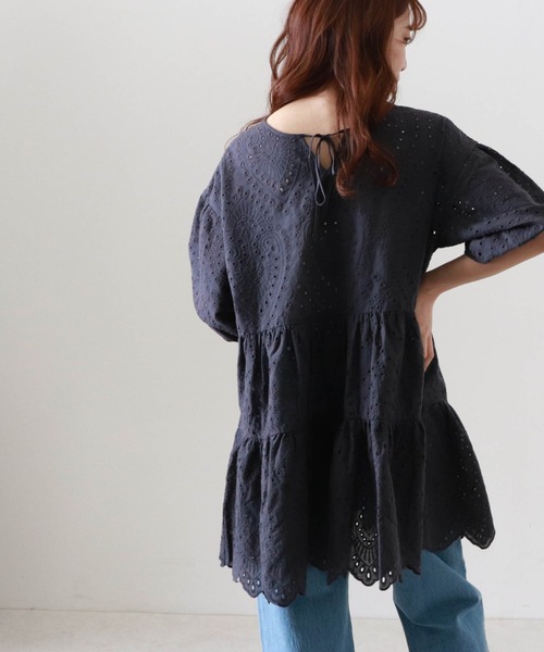 Cheek（チーク）の「コットンレースティアードチュニック（チュニック・レディース・オフホワイト/チャコールグレー/パープル・FREE）」の21枚目の写真