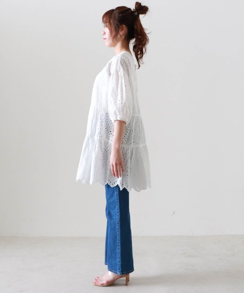 Cheek（チーク）の「コットンレースティアードチュニック（チュニック・レディース・オフホワイト/チャコールグレー/パープル・FREE）」の16枚目の写真