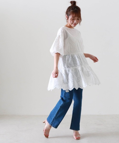 Cheek（チーク）の「コットンレースティアードチュニック（チュニック・レディース・オフホワイト/チャコールグレー/パープル・FREE）」の17枚目の写真