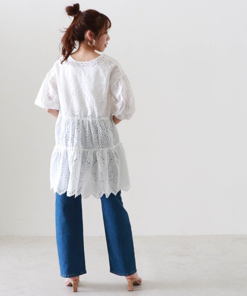 Cheek（チーク）の「コットンレースティアードチュニック（チュニック・レディース・オフホワイト/チャコールグレー/パープル・FREE）」の20枚目の写真