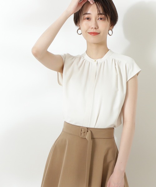 N.（N. Natural Beauty Basic）（エヌエヌナチュラルビューティーベーシック）の「前後２ＷＡＹスタンドカラーブラウス（シャツ/ブラウス・レディース・ホワイト/ネイビー/ピンク/ライトグリーン・MEDIUM）」の2枚目の写真