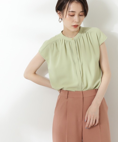 N.（N. Natural Beauty Basic）（エヌエヌナチュラルビューティーベーシック）の「前後２ＷＡＹスタンドカラーブラウス（シャツ/ブラウス・レディース・ホワイト/ネイビー/ピンク/ライトグリーン・MEDIUM）」の3枚目の写真