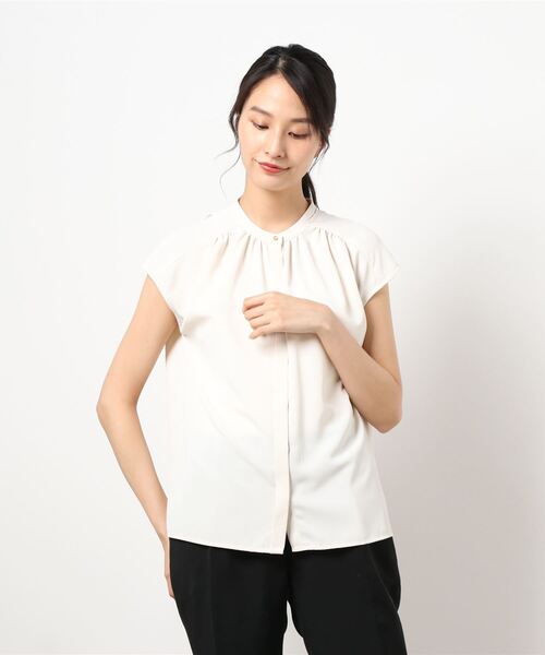 N.（N. Natural Beauty Basic）（エヌエヌナチュラルビューティーベーシック）の「前後２ＷＡＹスタンドカラーブラウス（シャツ/ブラウス・レディース・ホワイト/ネイビー/ピンク/ライトグリーン・MEDIUM）」の10枚目の写真